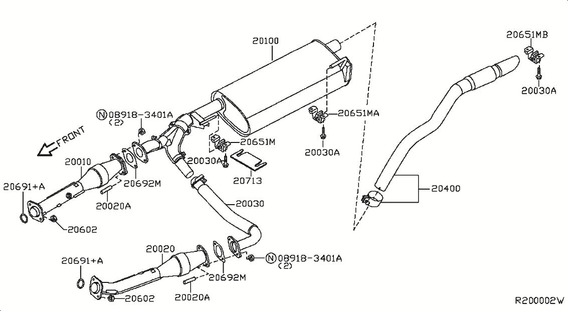 2002 Nissan pathfinder exhaust system diagram